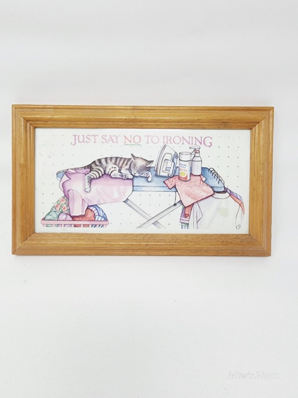 Vintage 1989- Cat Frame "JUST SAY NO TO IRONING"